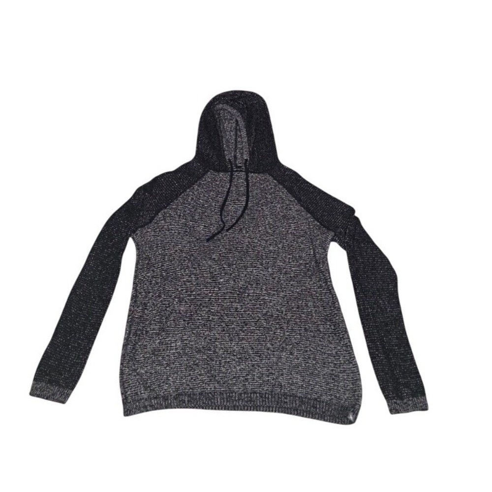 Eddie Bauer Women's Westbridge Marled Knit Hoodie Sweater Black Gray XL